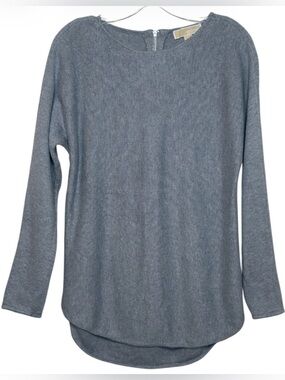 Michael Michael Kors Light Gray Knit Crewneck Sweater with Back Zipper Small